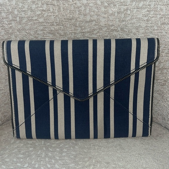 NWT Rebecca Minkoff denim canvas envelope clutch with zipper edge detail. - Picture 1 of 7